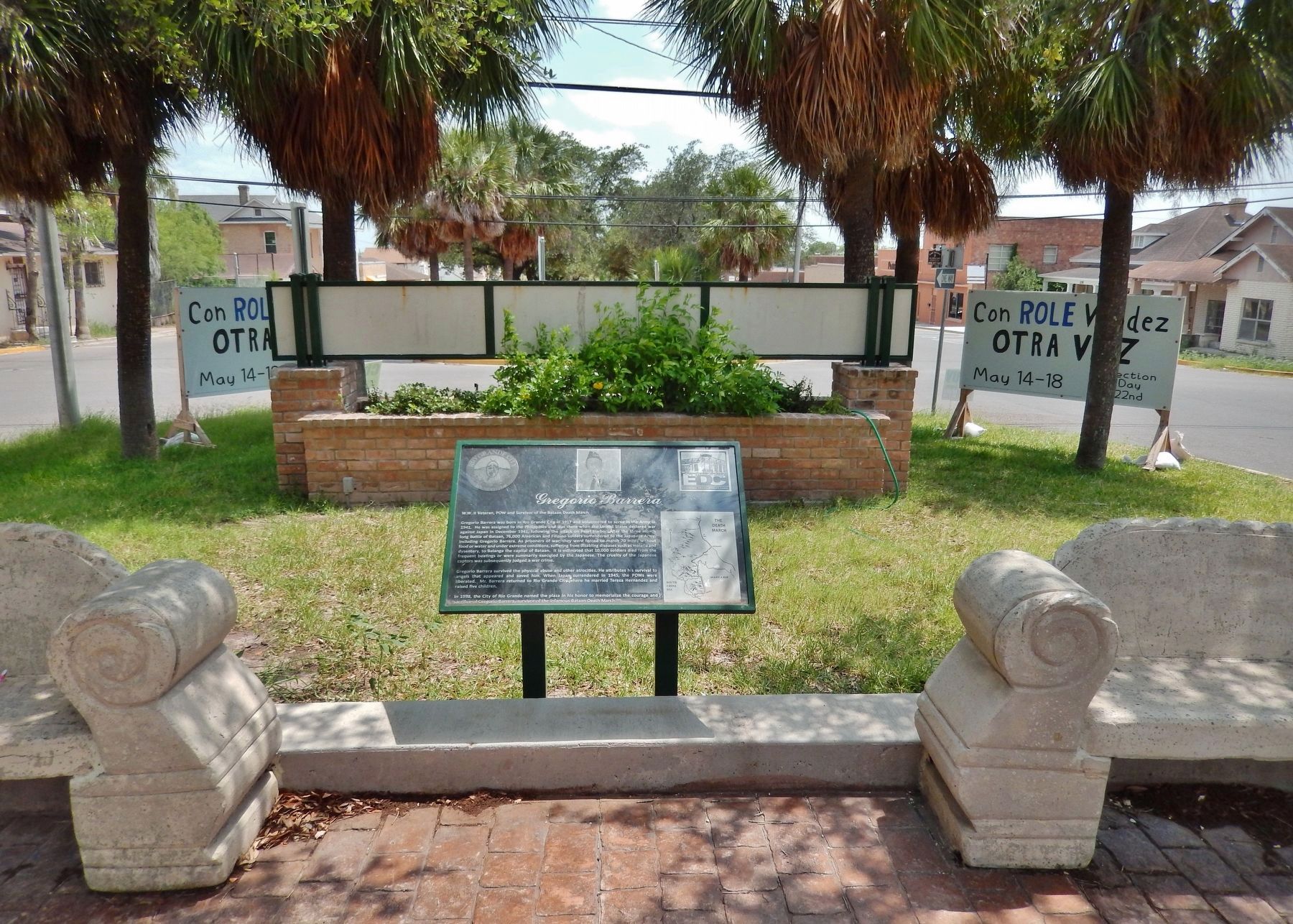 Gregorio Barrera Marker (<i>wide view; looking south toward 3rd Street</i>) image. Click for full size.