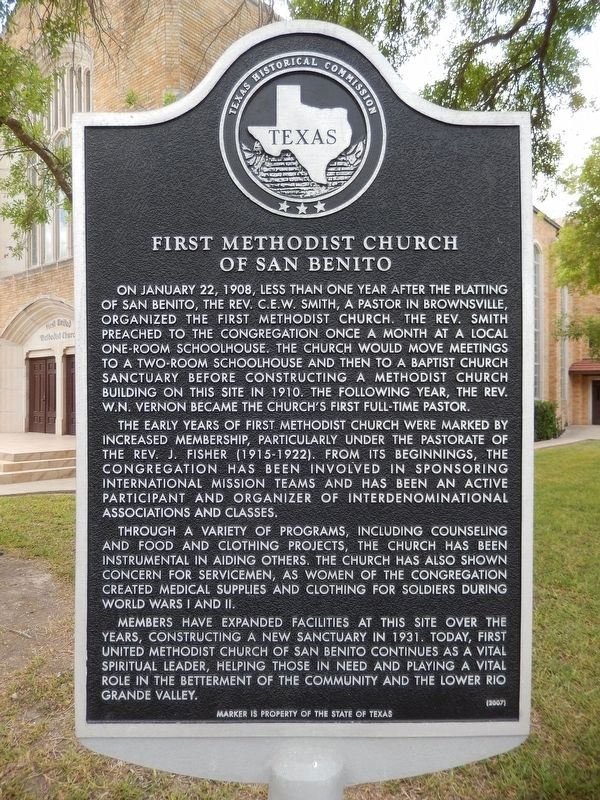 First Methodist Church of San Benito Marker image. Click for full size.