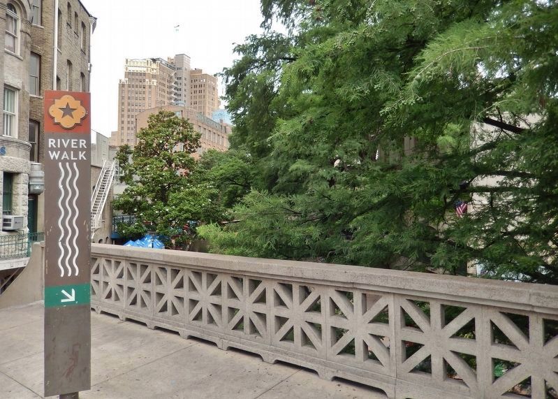 Access to marker (San Antonio River Walk) from Commerce Street Bridge. Click for full size. Access to marker (San Antonio River Walk) from Commerce Street Bridge image. Click for full size.