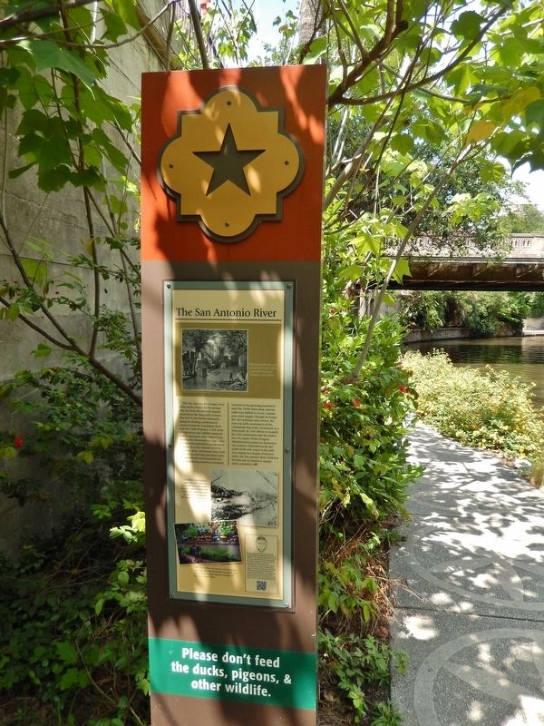 The San Antonio River Marker (<i>tall view</i>). Click for full size. The San Antonio River Marker (<i>tall view</i>) image. Click for full size.