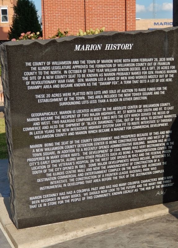 Marion History Marker. Click for full size. Marion History Marker image. Click for full size.