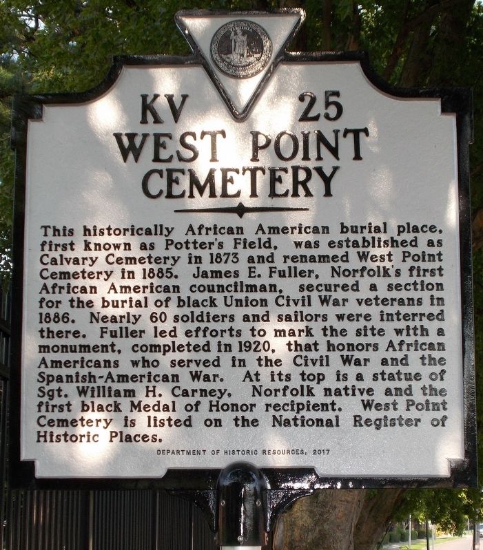 West Point Cemetery Marker. image. Click for full size.