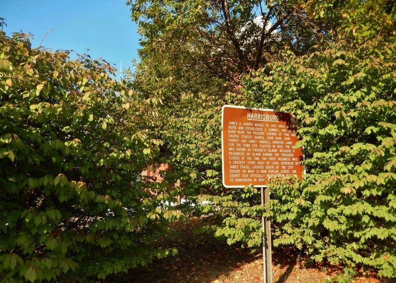 Harrisburg Marker (<i>marker located within small plaza at corner of courthouse grounds</i>) image. Click for full size.