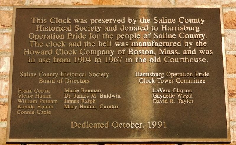 Saline County Courthouse Clock Marker. Click for full size. Saline County Courthouse Clock Marker image. Click for full size.