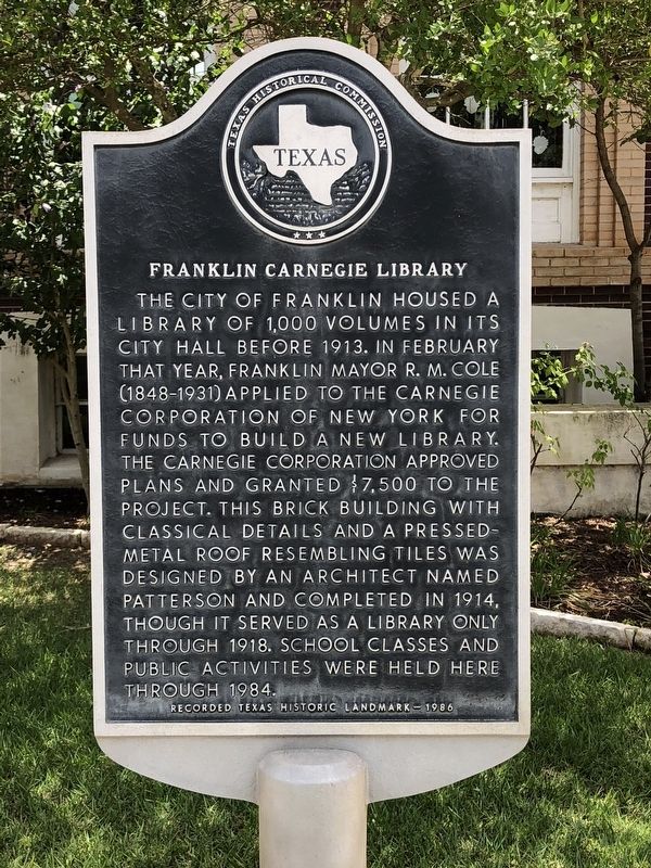 Franklin Carnegie Library Marker image. Click for full size.