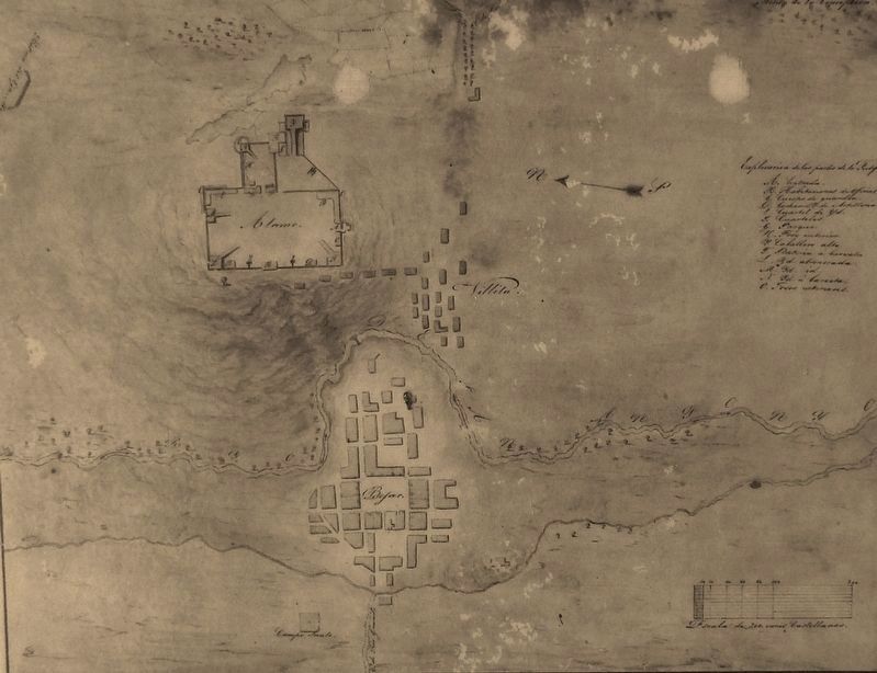 Marker detail: 1830 map, drawn by Mexican Col. Ignacio Labastida image. Click for full size.