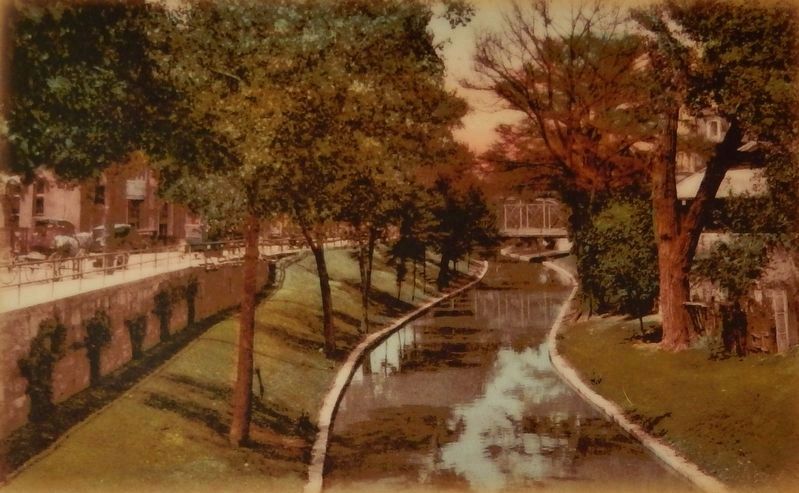 Marker detail: San Antonio River circa 1913 image. Click for full size.
