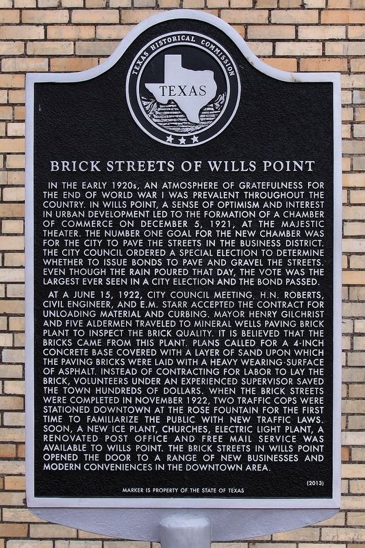 Brick Streets of Wills Point Marker image. Click for full size.