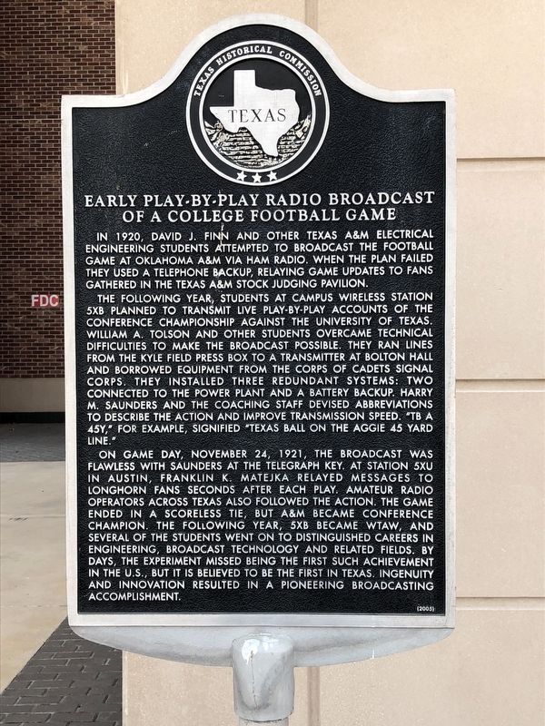 Early Play-By-Play Radio Broadcast of a College Football Game Marker image. Click for full size.