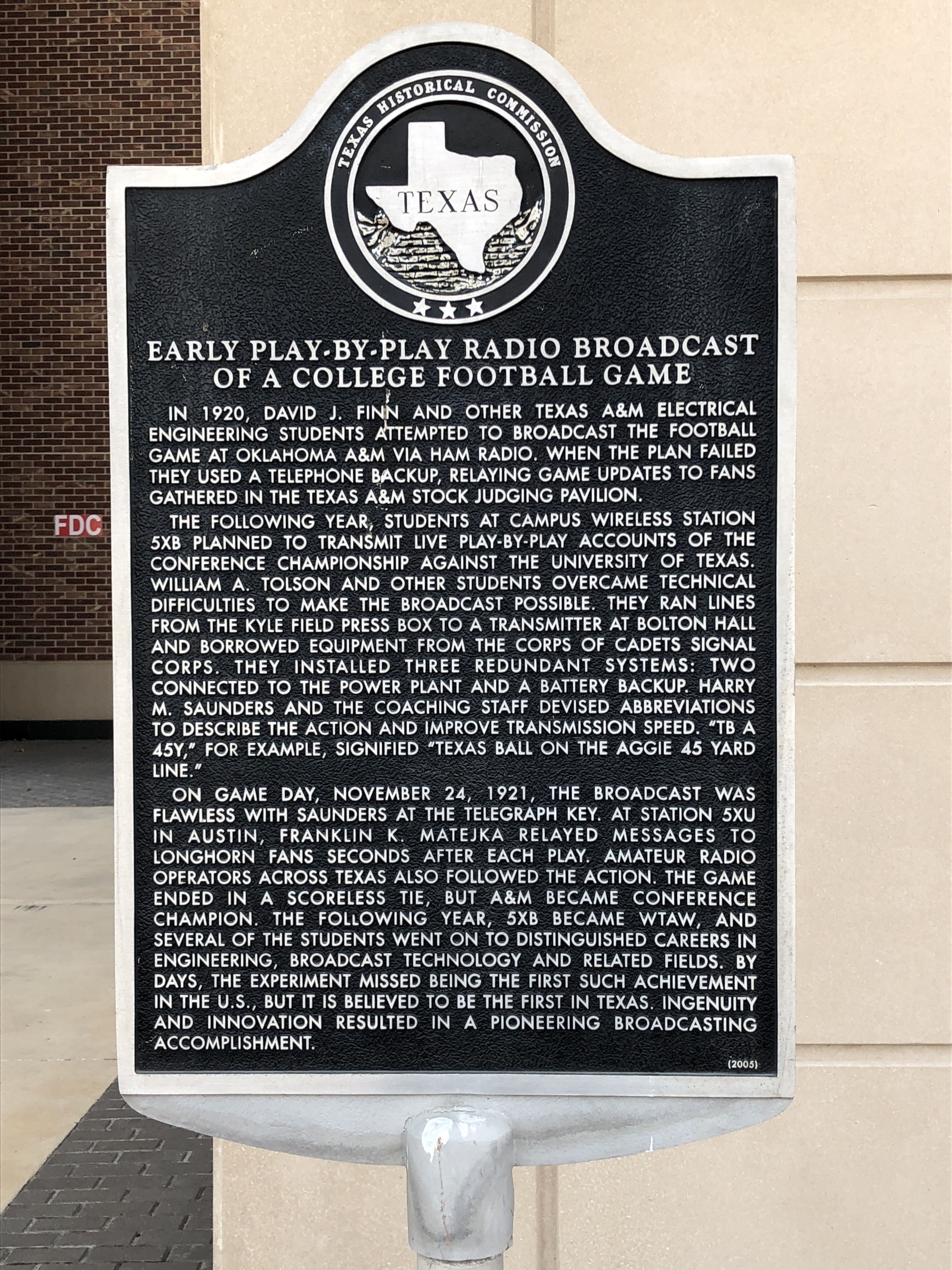 Early Play-By-Play Radio Broadcast of a College Football Game Marker