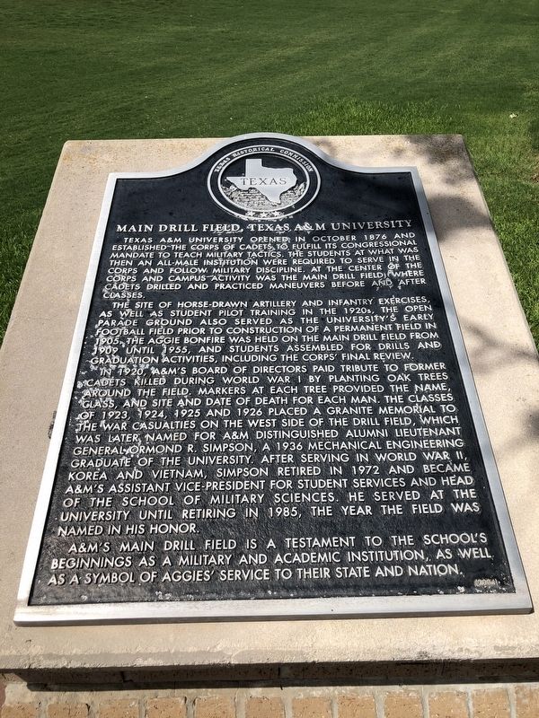 Main Drill Field, Texas A&M University Marker image. Click for full size.