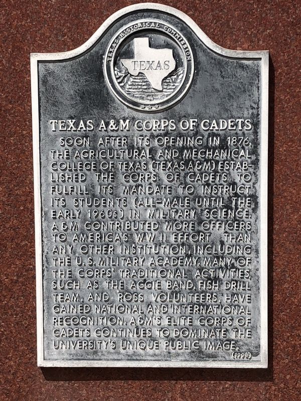 Texas A&M Corps of Cadets Marker image. Click for full size.