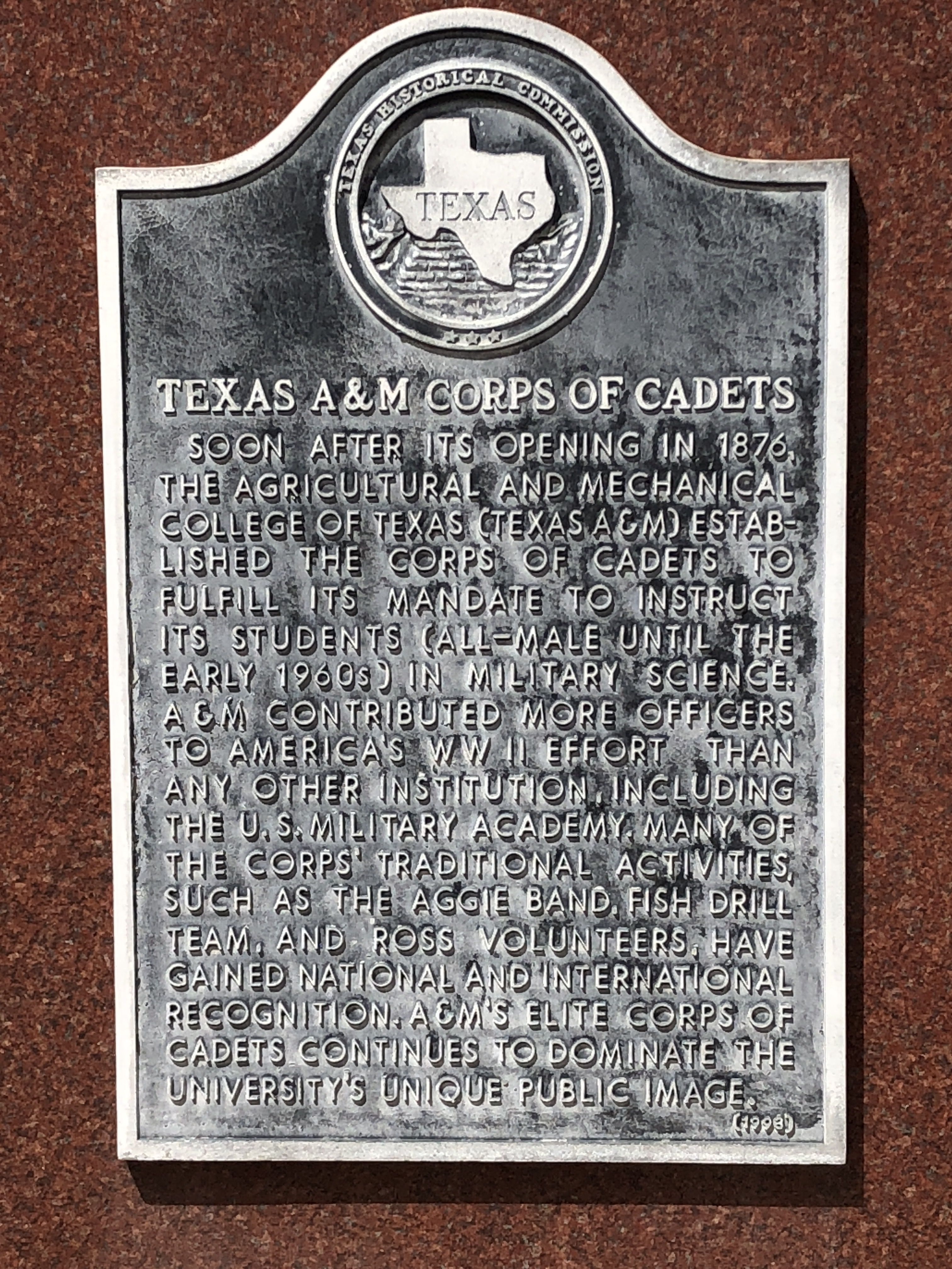 Texas A&M Corps of Cadets Marker