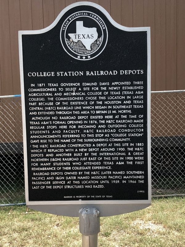 College Station Railroad Depots Marker image. Click for full size.