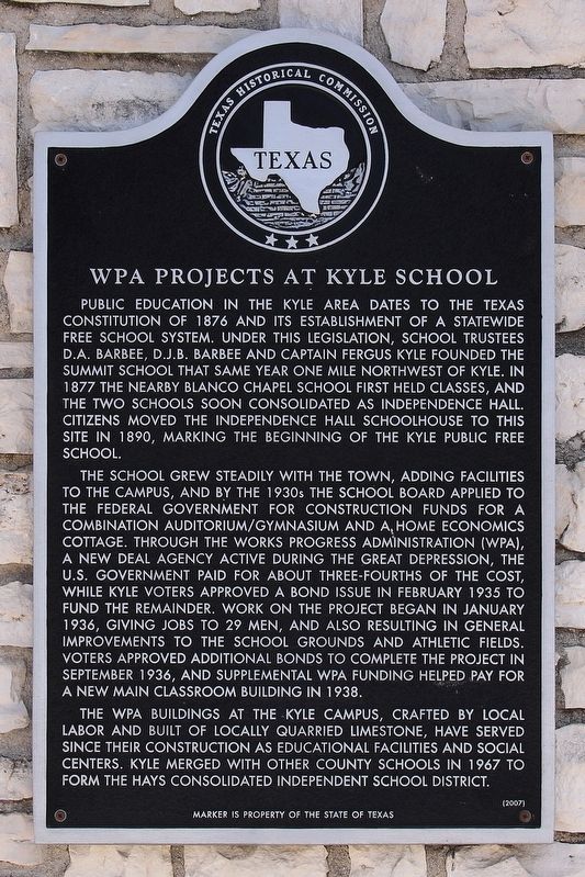 WPA Projects at Kyle School Marker image. Click for full size.