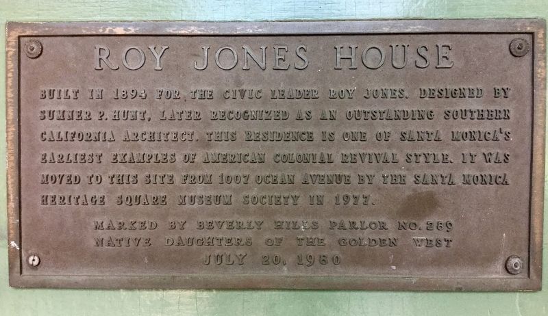 Roy Jones House Marker. Click for full size. Roy Jones House Marker image. Click for full size.