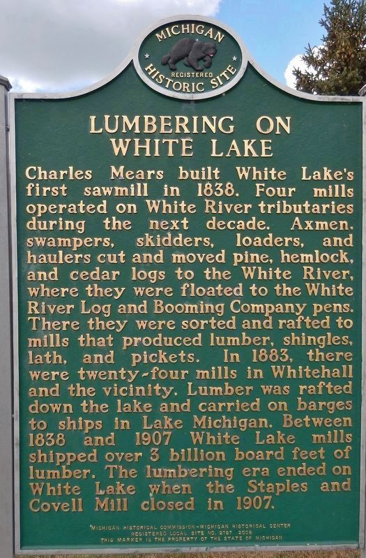 Lumbering on White Lake <br>(<i>marker side 1</i>) image. Click for full size.