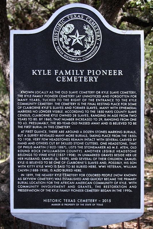 	Kyle Pioneer Family Cemetery Marker image. Click for full size.