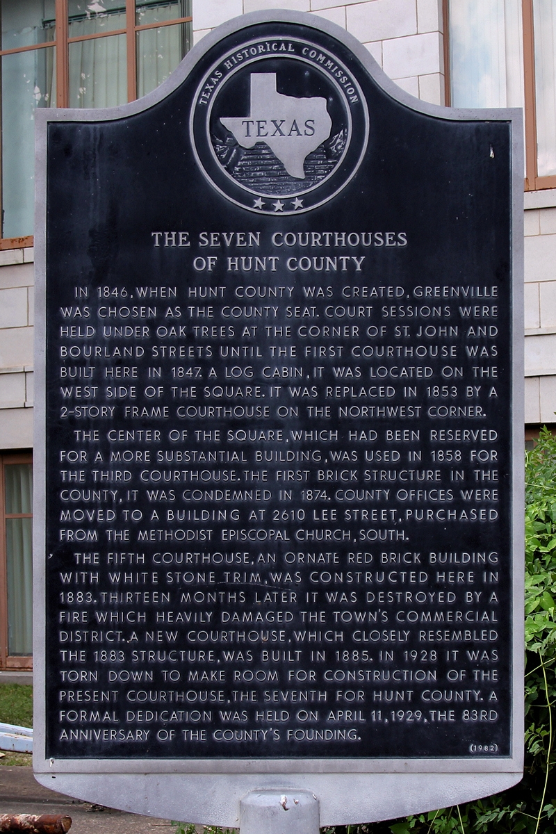 The Seven Courthouses of Hunt County Marker