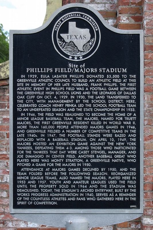 Site of Phillips Field/Majors Stadium Marker image. Click for full size.