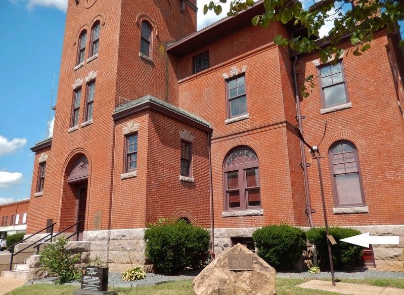 War Eagle Trail Marker (<i>wide view; southeast corner Madison County Courthouse in background</i>). Click for full size. War Eagle Trail Marker (<i>wide view; southeast corner Madison County Courthouse in background</i>) image. Click for full size.