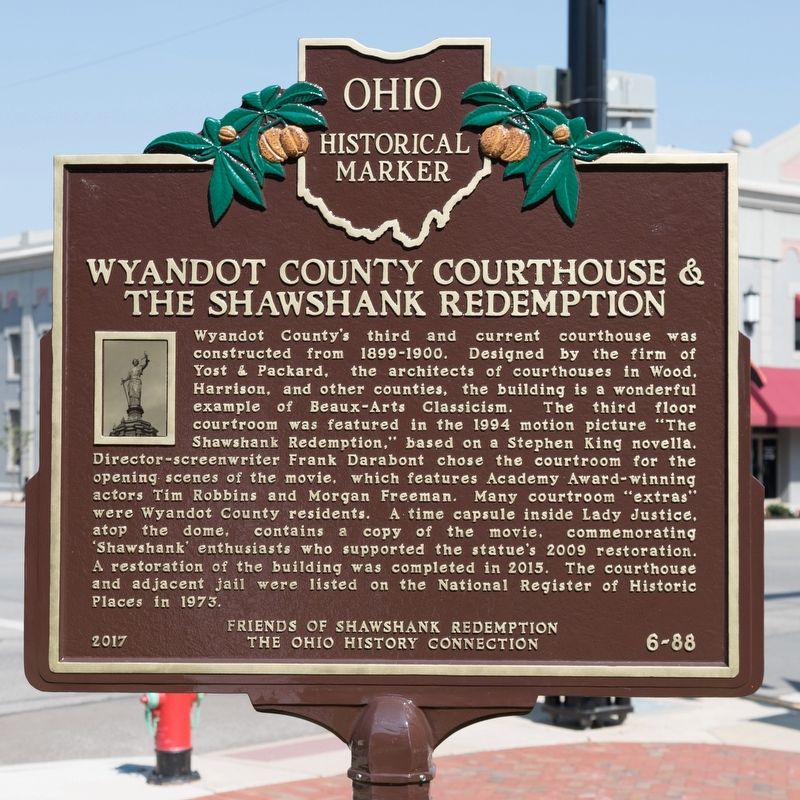 Wyandot County Courthouse & The Shawshank Redemption Marker image. Click for full size.