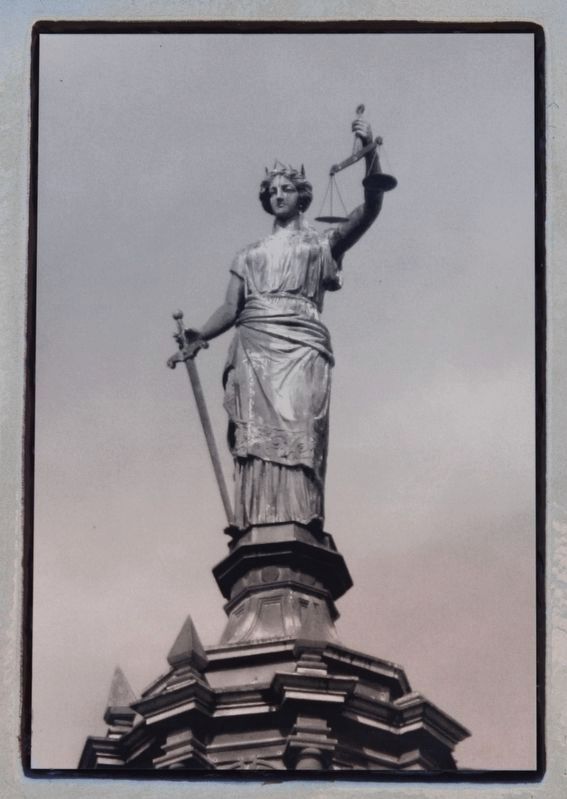 Close Up of Photo of Lady Justice Reproduced on the Marker image. Click for full size.