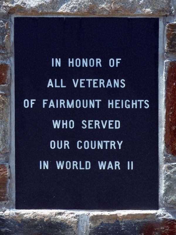 In Honor of the Men and Women of Fairmount Heights who Served Our Country in World War II image. Click for full size.