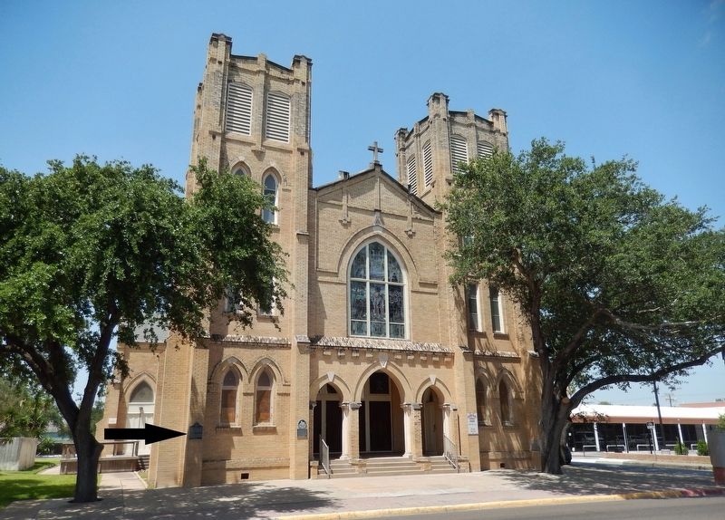 Sacred Heart Church (<i>marker visible at far left front corner</i>). Click for full size. Sacred Heart Church (<i>marker visible at far left front corner</i>) image. Click for full size.
