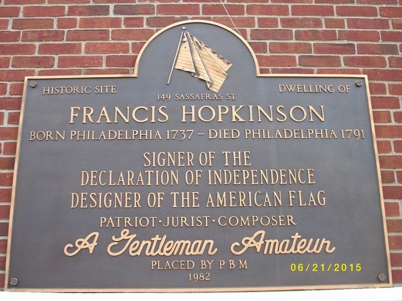 Francis Hopkinson (Philadelphia Home) Marker image. Click for full size.