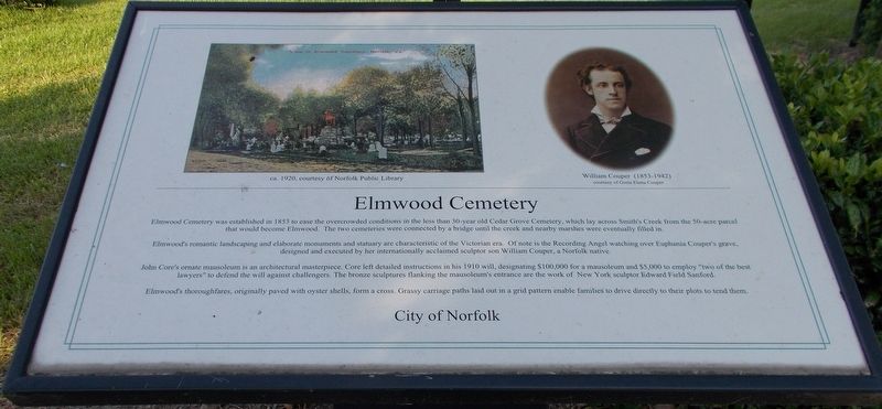 Elmwood Cemetery Marker. image. Click for full size.