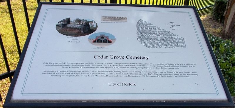 Cedar Grove Cemetery Marker. image. Click for full size.