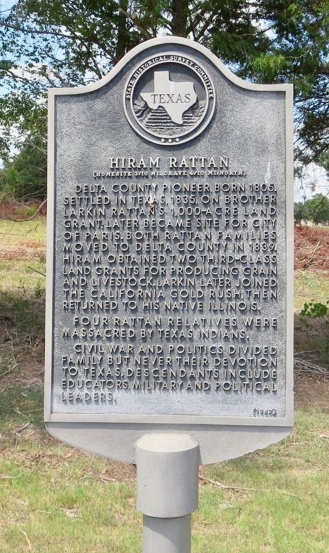 Hiram Rattan Marker. Click for full size. Hiram Rattan Marker image. Click for full size.