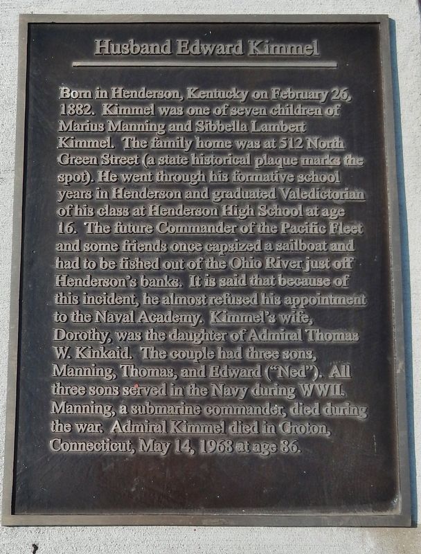 Husband Edward Kimmel Marker. Click for full size. Husband Edward Kimmel Marker image. Click for full size.
