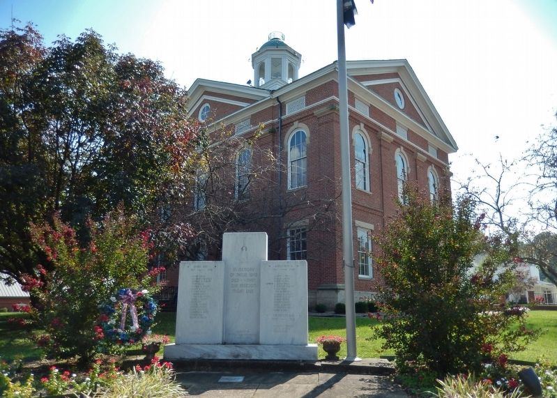 Hancock County War Memorial (<i>located adjacent to marker</i>). Click for full size. Hancock County War Memorial (<i>located adjacent to marker</i>) image. Click for full size.