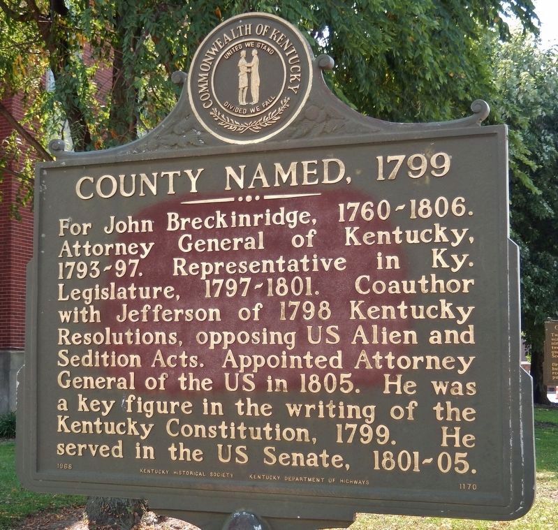 County Named, 1799 Marker image. Click for full size.