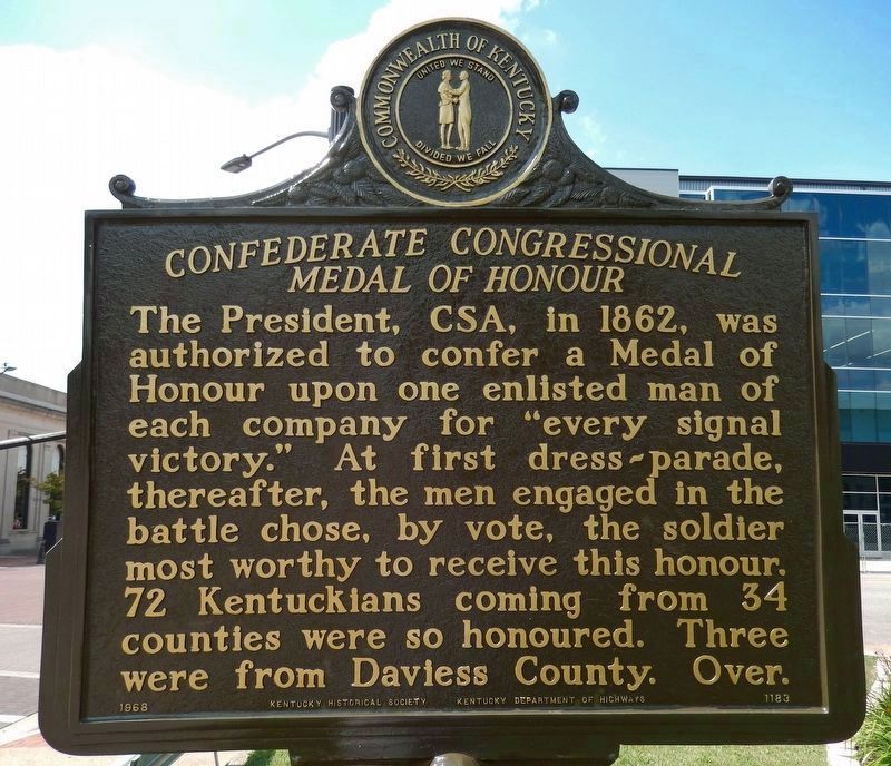 Confederate Congressional Medal of Honor Marker (<i>side 1</i>). Click for full size. Confederate Congressional Medal of Honor Marker (<i>side 1</i>) image. Click for full size.