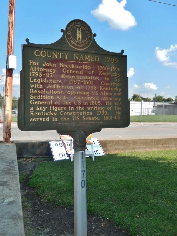 County Named, 1799 Marker (<i>tall view; looking east toward South Main Street</i>) image. Click for full size.
