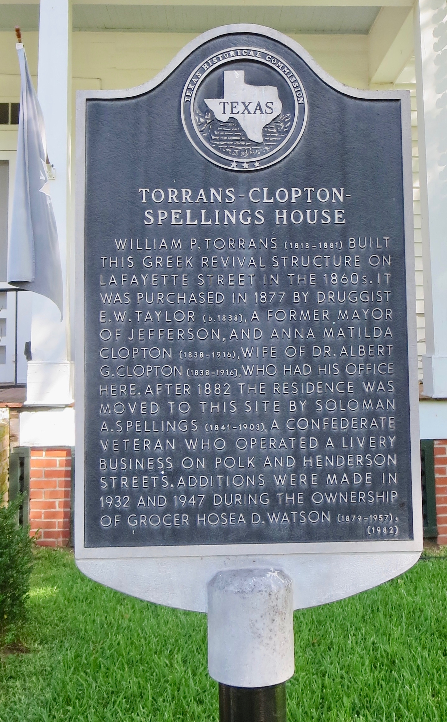 Torrans-Clopton-Spellings House Marker