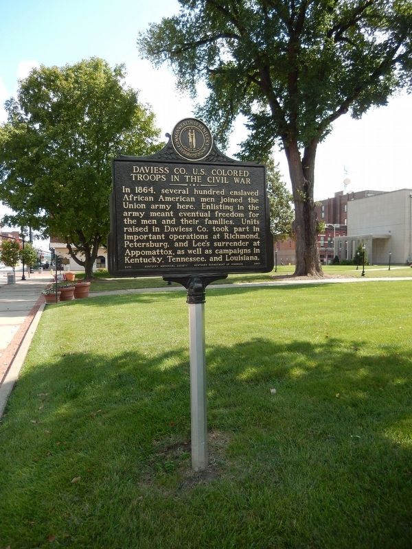 Daviess CO. U.S. Colored Troops in the Civil War Marker (<i>tall view</i>) image. Click for full size.
