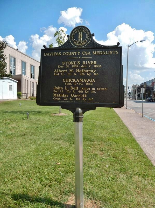 Confederate Congressional Medal of Honor Marker (<i>side 2; view east along West 3rd St</i>). Click for full size. Confederate Congressional Medal of Honor Marker (<i>side 2; view east along West 3rd St</i>) image. Click for full size.