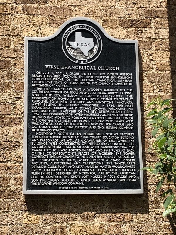 First Evangelical Church Marker image. Click for full size.