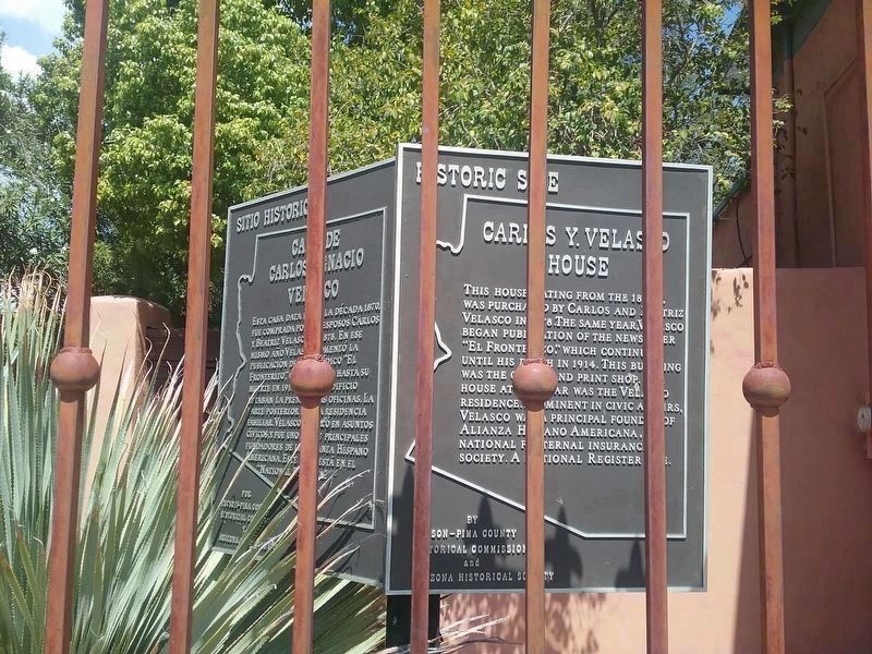 Carlos Ygnacio Velasco House Marker image. Click for full size.