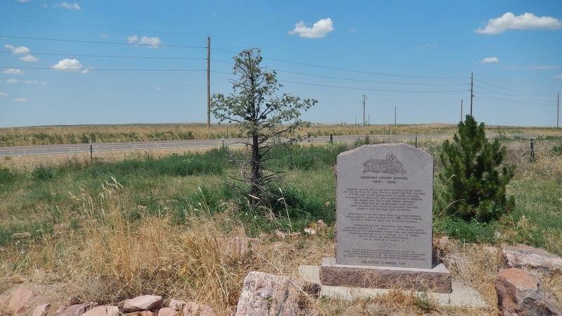 Cornish Grade School Marker (<i>wide view; looking northwest along Colorado Highway 392</i>) image. Click for full size.