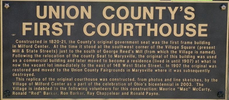 Union Countys First Courthouse Marker image. Click for full size.