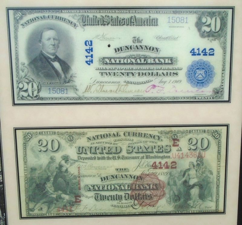 Duncannon National Bank Notes on Marker image. Click for full size.