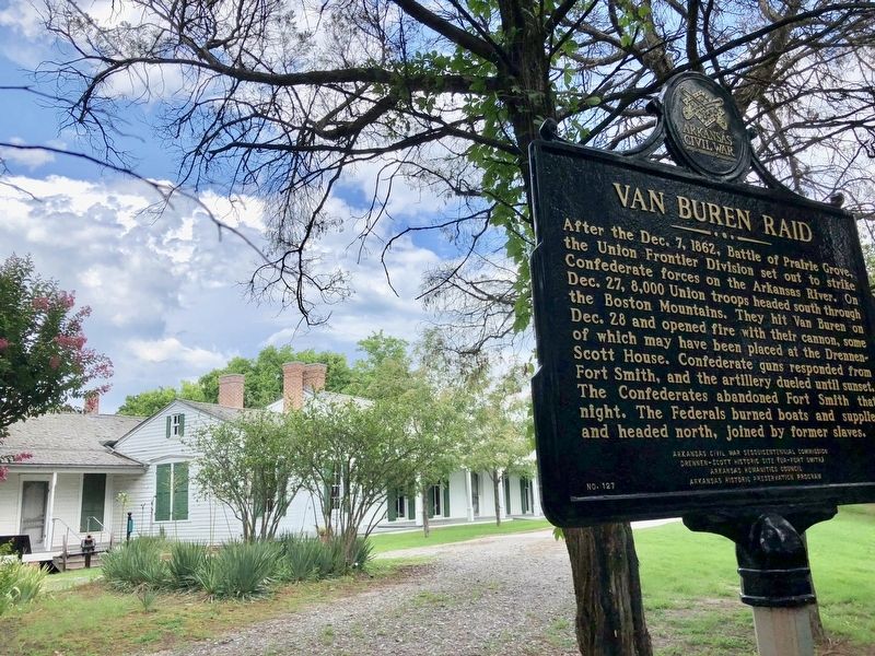Van Buren Raid Marker at the Drennen Scott House. image. Click for full size.