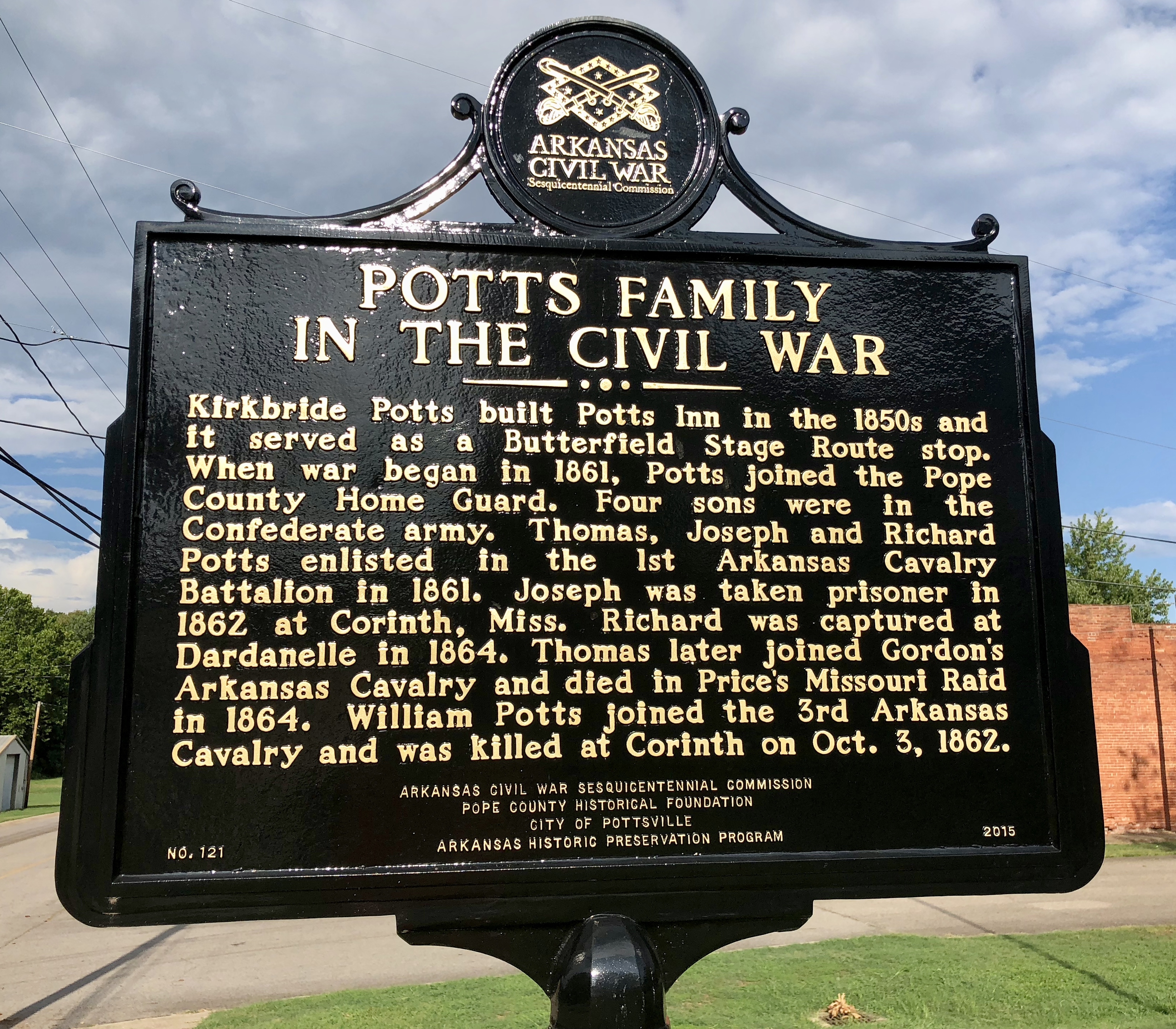 Potts Family in the Civil War Marker