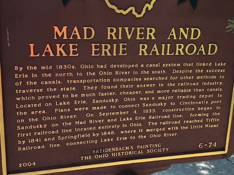 Tiffin Train Depot / Mad River and Lake Erie Railroad Marker image. Click for full size.