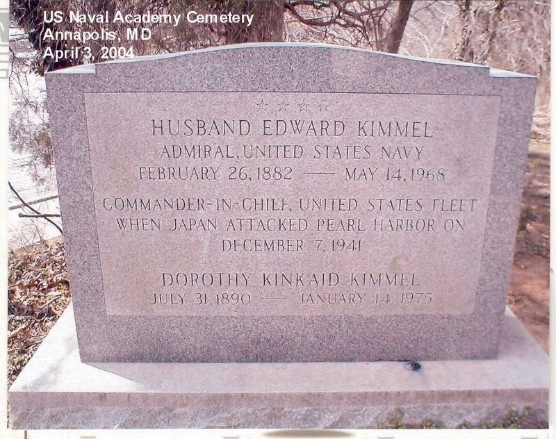 Admiral Husband Edward Kimmel Grave Marker image. Click for full size.